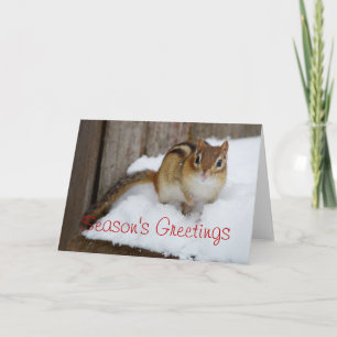 Cartes Pour Fêtes Annuelles Bonnes Fêtes Petit Chipmunk dans la neige