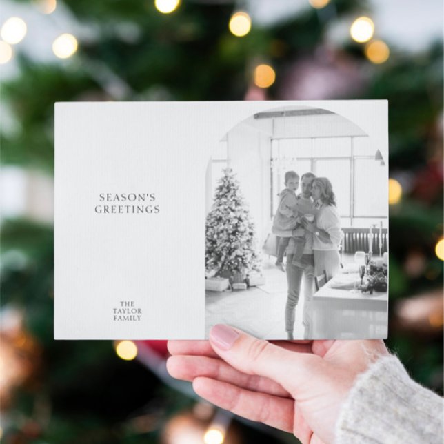 Cartes Pour Fêtes Annuelles Bonnes Fêtes Photo noir et blanc Noël (Season's Greetings Black and White Photo Christmas Holiday Cards from Ricaso. Simple, elegant card)