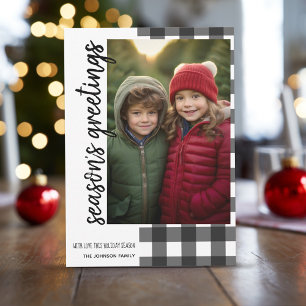 Cartes Pour Fêtes Annuelles Bonnes Fêtes Photo Plaid de Buffalo noir blanc