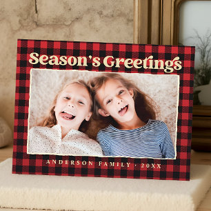 Cartes Pour Fêtes Annuelles Bonnes Fêtes Plaid Motif Famille Photo