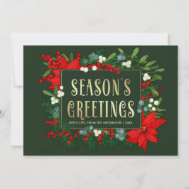 Cartes Pour Fêtes Annuelles Bonnes Fêtes. Poinsettia Frame Photo