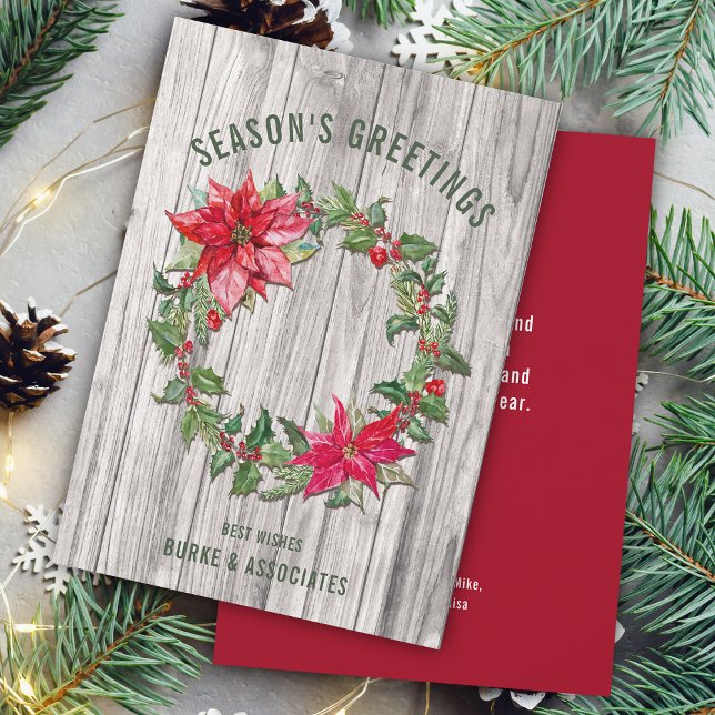 Cartes Pour Fêtes Annuelles Bonnes Fêtes professionnelles rustiques personnali (Rustic Business Season's Greetings Personalized Holiday Card)