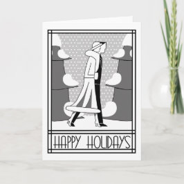 Cartes Pour Fêtes Annuelles "Bonnes fêtes" promenade dans la neige