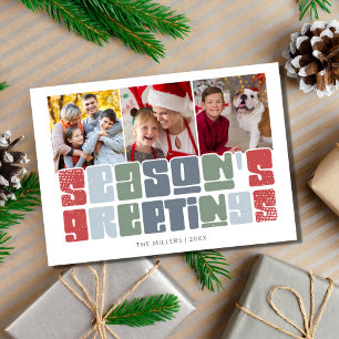 Cartes Pour Fêtes Annuelles Bonnes Fêtes Retro Photo Famille Noël
