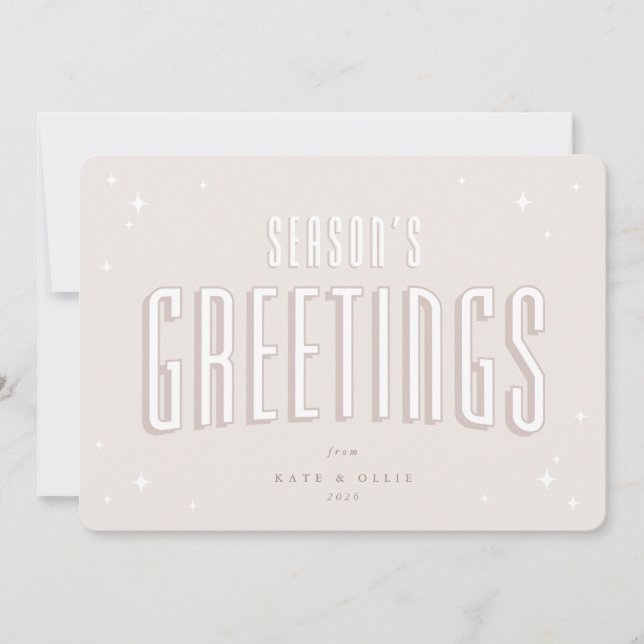 Cartes Pour Fêtes Annuelles Bonnes Fêtes rose pâle Étoiles rétro Appartement (Devant)