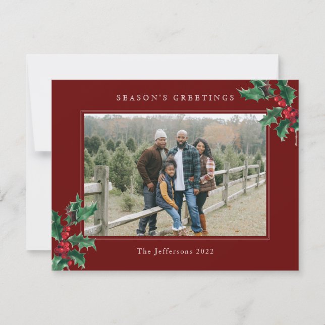 Cartes Pour Fêtes Annuelles Bonnes Fêtes rouges photo personnalisée de Noël (Devant)
