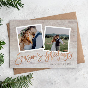 Cartes Pour Fêtes Annuelles Bonnes Fêtes Rustic Rose Gold Script photo