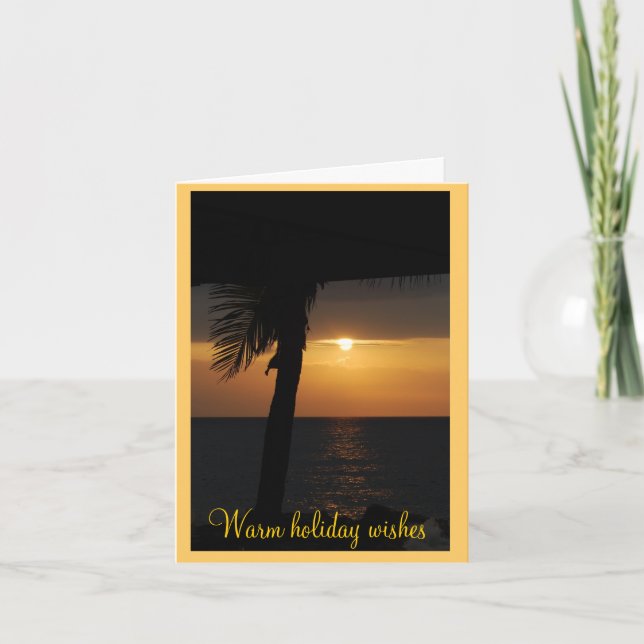 Cartes Pour Fêtes Annuelles Bonnes fêtes salutations tropicales de coucher du (Devant)