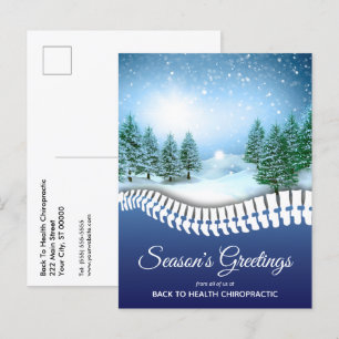 Cartes Pour Fêtes Annuelles Bonnes Fêtes Scène hivernale Bleu Chiropratique