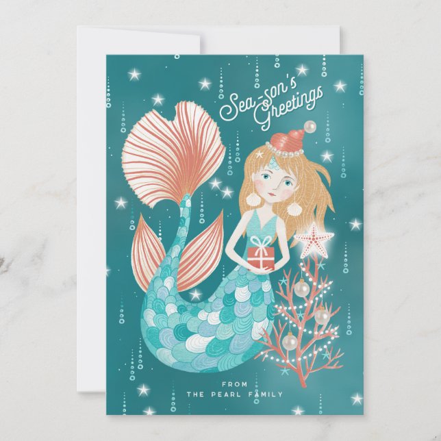 Cartes Pour Fêtes Annuelles Bonnes Fêtes Sirène (Devant)