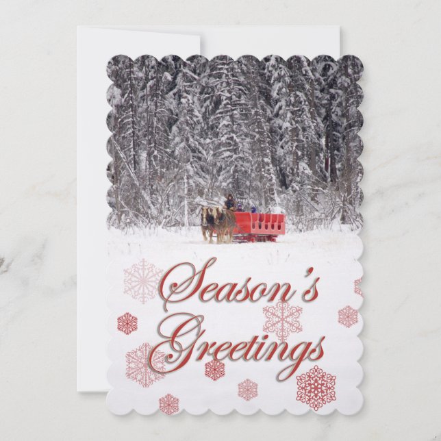 Cartes Pour Fêtes Annuelles Bonnes Fêtes - tours de Sleigh aux écuries (Devant)