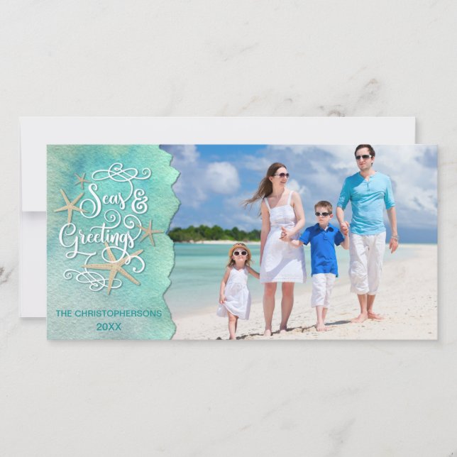 Cartes Pour Fêtes Annuelles Bonnes Fêtes tropicales ou nautiques Deux photos (Devant)