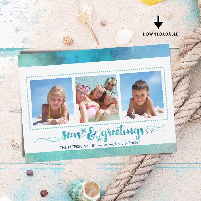Cartes Pour Fêtes Annuelles Bonnes Fêtes tropicales Trois photos (Créateur téléchargé)