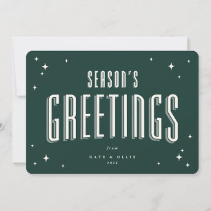 Cartes Pour Fêtes Annuelles Bonnes Fêtes Vert foncé Étoiles rétro Appartement