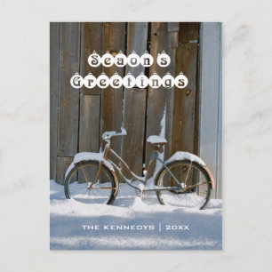 Cartes Pour Fêtes Annuelles Bonnes Fêtes - Vieux Vélo couvert de neige