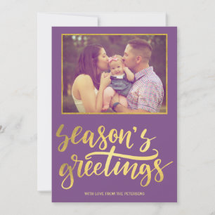Cartes Pour Fêtes Annuelles Bonnes Fêtes violet or script photo