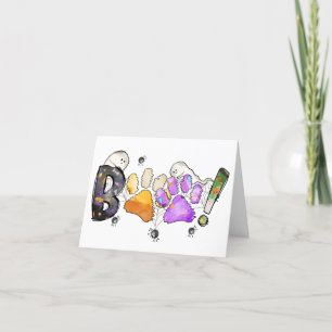 Cartes Pour Fêtes Annuelles Boo Happy Halloween Ghosts Empreintes de pattes mi