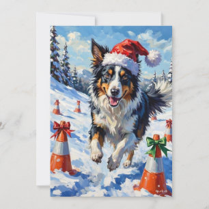 Cartes Pour Fêtes Annuelles Border Collie Chien Noël Neige Agilité Amusement