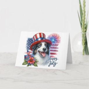 Cartes Pour Fêtes Annuelles Border Collie patriotique du 4 juillet