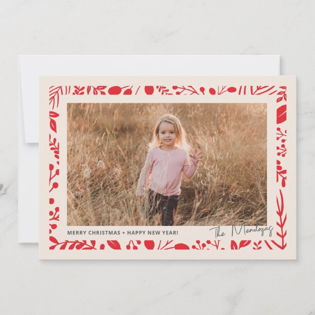 Cartes Pour Fêtes Annuelles Bordure botanique (Devant)