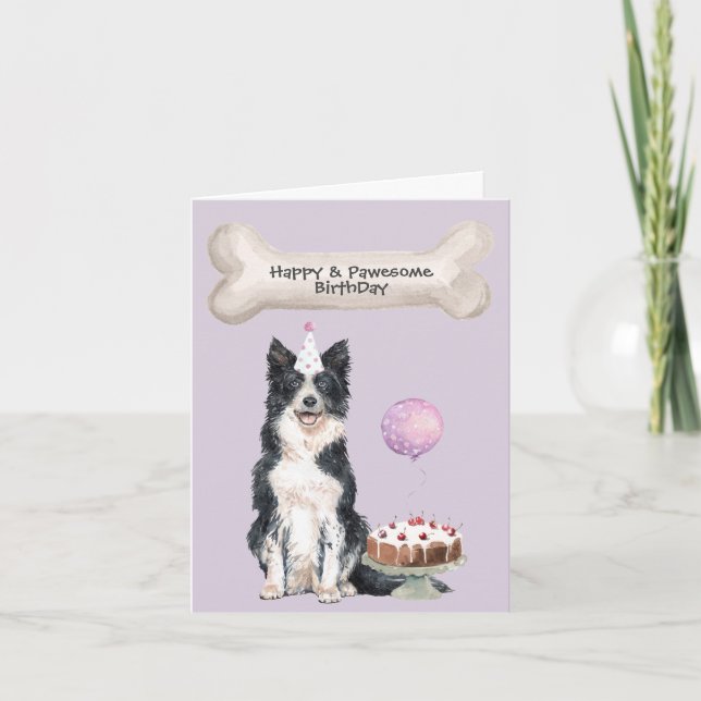 Cartes Pour Fêtes Annuelles Bordure Collie Anniversaire (Devant)