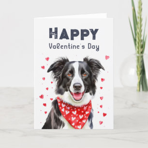 Cartes Pour Fêtes Annuelles Bordure Collie Heart Bandana Heureuse Sainte-Valen