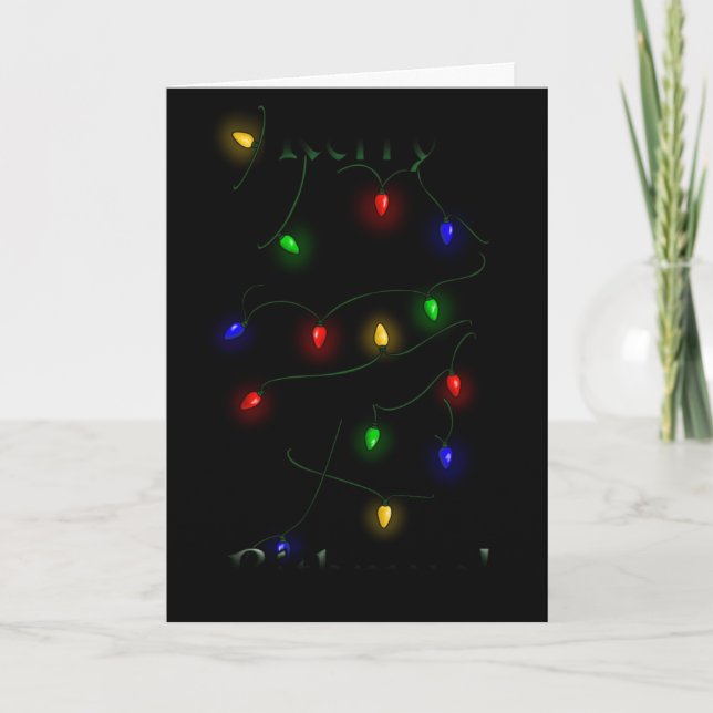 Cartes Pour Fêtes Annuelles Bordure Collie Lumières de Noël (Devant)