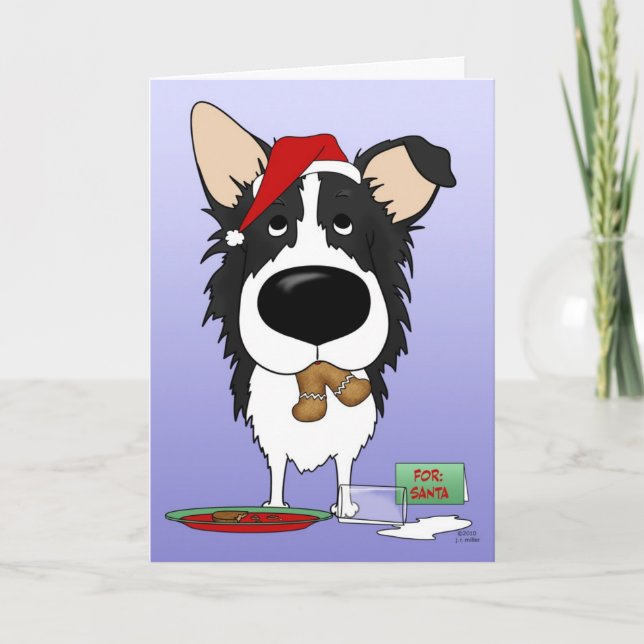 Cartes Pour Fêtes Annuelles Bordure Collie Noël (Devant)
