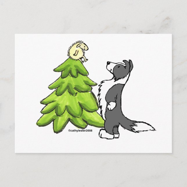 Cartes Pour Fêtes Annuelles Bordure Collie Noël (Devant)