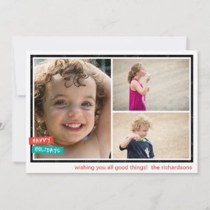 Cartes Pour Fêtes Annuelles Bordure de Joyeuses Fêtes x3