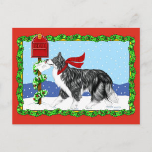 Cartes Pour Fêtes Annuelles Bordure de Noël Collie Mail