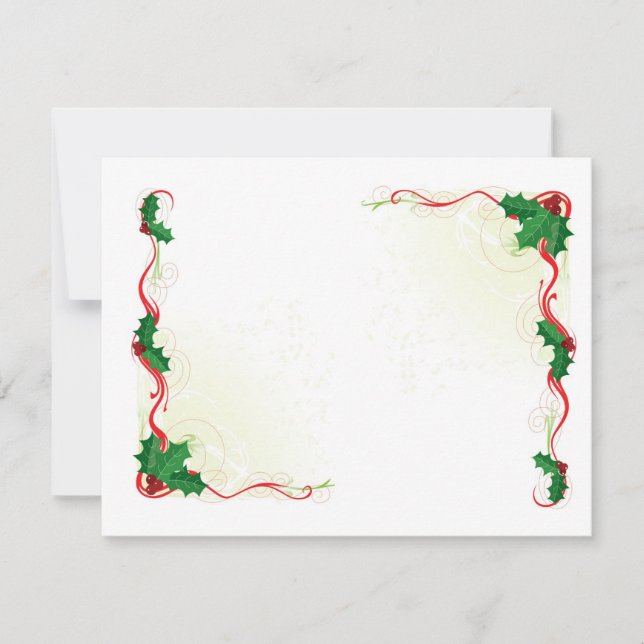 Cartes Pour Fêtes Annuelles Bordure de Noël Holly (Devant)