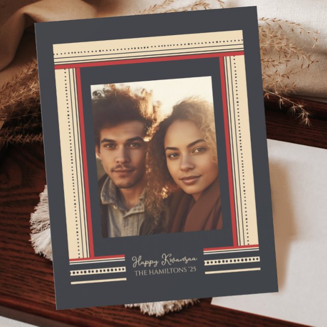 Cartes Pour Fêtes Annuelles Bordure de ruban minimaliste moderne Kwanzaa (Créateur téléchargé)