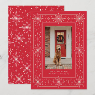 Cartes Pour Fêtes Annuelles Bordure rouge d'étoile rouge Noël Photo