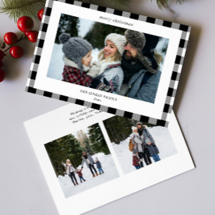 Cartes Pour Fêtes Annuelles Bordure simple blanche noire 3 Photos Noël