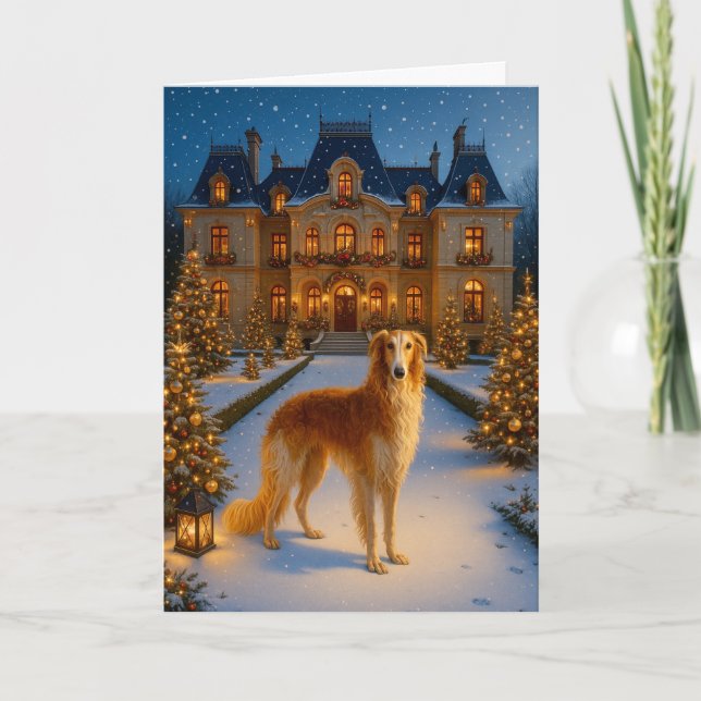 Cartes Pour Fêtes Annuelles Borzoi Holiday Card (Devant)