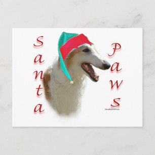 Cartes Pour Fêtes Annuelles Borzoi Père Noël Paws