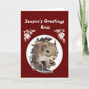 Cartes Pour Fêtes Annuelles Boss de Noël, Du bouquet de noix - Écureuil