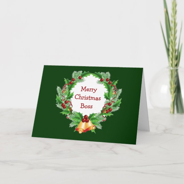 Cartes Pour Fêtes Annuelles Boss de Noël Holly Berry Wreath (Devant)