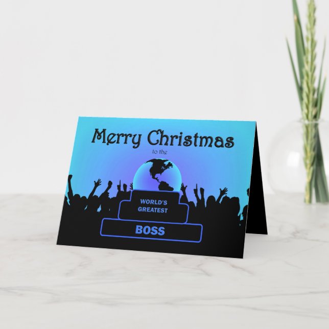 Cartes Pour Fêtes Annuelles Boss Greatest Cheers Christmas Blue Card (Devant)