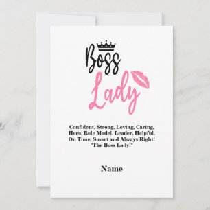 Cartes Pour Fêtes Annuelles Boss Lady, Nom Personnalisé Cadeau Pour Elle