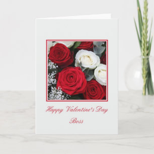 Cartes Pour Fêtes Annuelles Boss Valentine's Day rose rouge et blanc