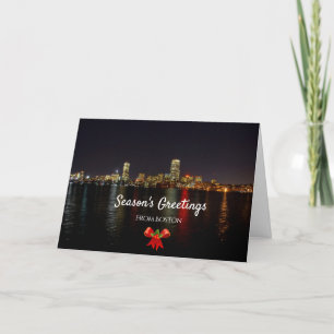 Cartes Pour Fêtes Annuelles Boston Massachusetts Skyline Voiture de Noël