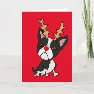 Cartes Pour Fêtes Annuelles Boston mignon Terrier avec la bande dessinée