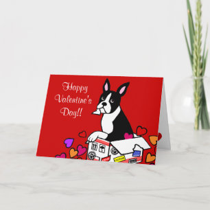 Cartes Pour Fêtes Annuelles Boston Terrier dans la bande dessinée de boîte
