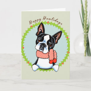 Cartes Pour Fêtes Annuelles Boston Terrier Joyeux Howlidays