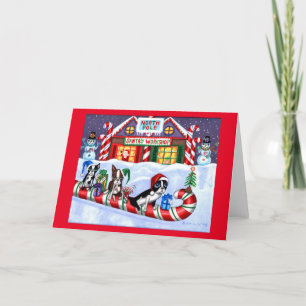 Cartes Pour Fêtes Annuelles Boston Terriers Candy Cane Santa Noël Bonhomme de 