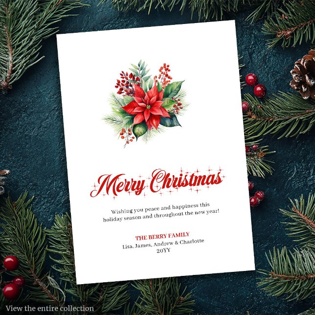 Cartes Pour Fêtes Annuelles Botanical Christmas Bouquet Printable Greeting  (Botanical Christmas Bouquet Printable Greeting Card

)