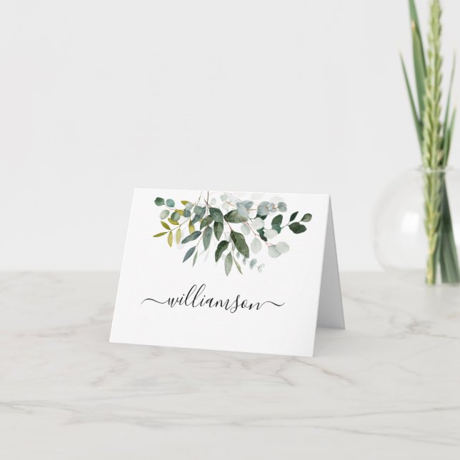 Cartes Pour Fêtes Annuelles Botanical Green Design avec nom (Devant)