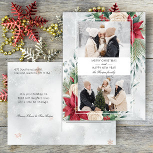 Cartes Pour Fêtes Annuelles Botanique classique d'hiver Deux photos